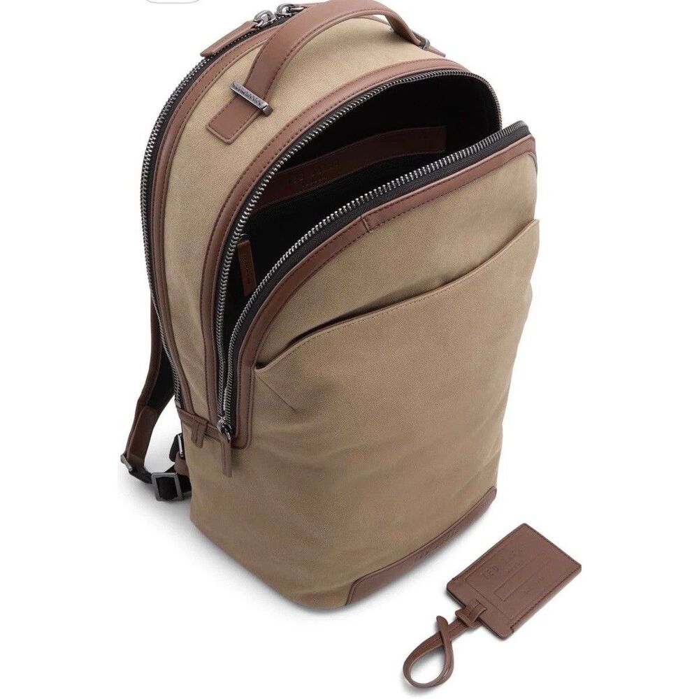 Ted Baker London $295 Xaden Cotton and Leather Backpack NWT - Picture 2 of 11